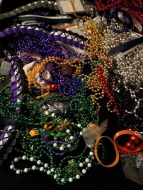 Assorted Mardi Gras Bead Necklace Lot - Purple, Green, Gold, Silver, Red